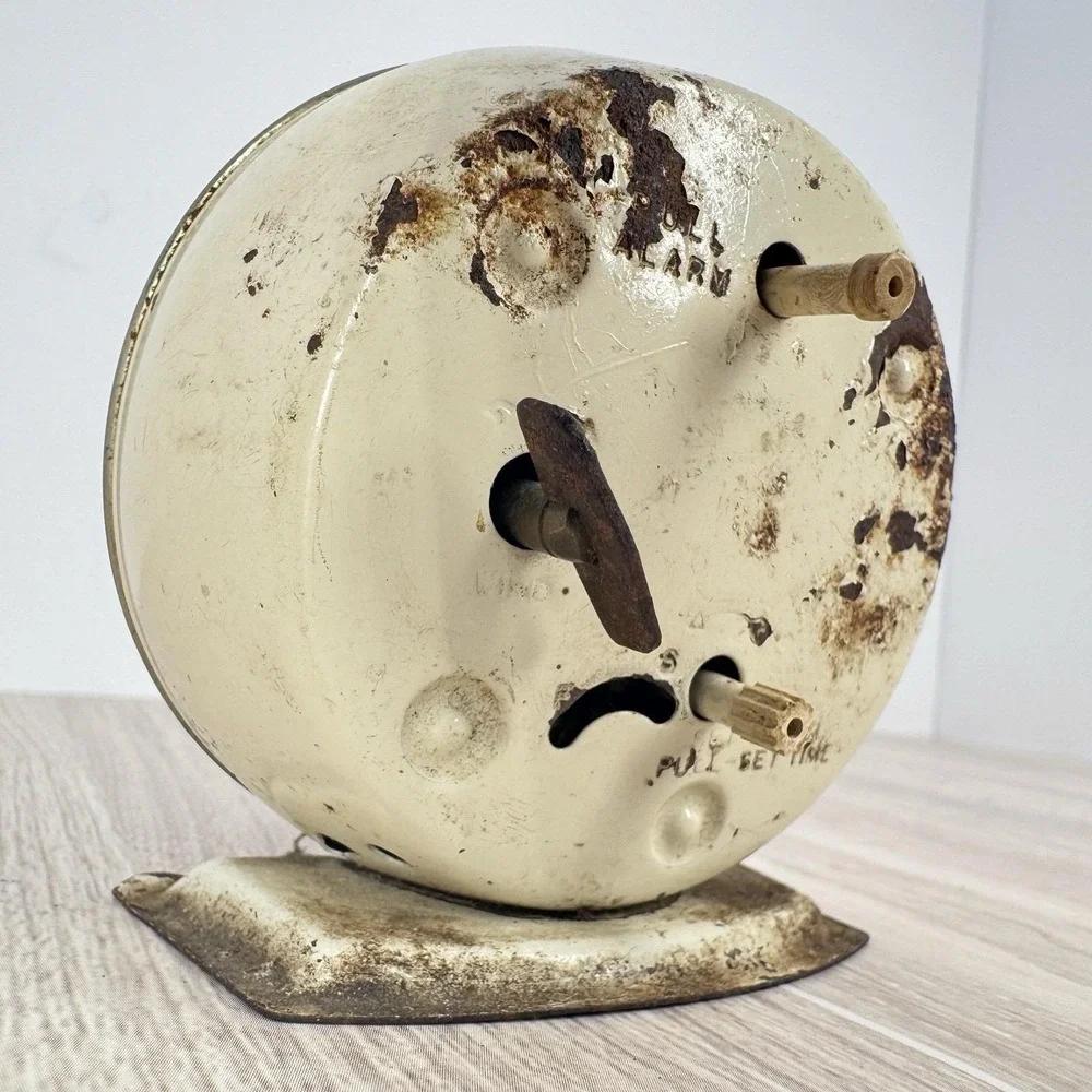 Vintage Mechanical Wind Up Alarm Clock Ticks‎ Parts Repair Rustic Decor